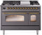 ILVE Nostalgie II 48-Inch Freestanding Natural Gas Dual Fuel Range in Matte Graphite with Brass Trim (UP48FNMPMGG)