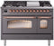 ILVE Nostalgie II 48-Inch Freestanding Natural Gas Dual Fuel Range in Matte Graphite with Copper Trim (UP48FNMPMGP)