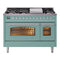 ILVE Nostalgie II 48-Inch Freestanding Propane Gas Dual Fuel Range in Mediterranean Mint with Chrome Trim (UP48FNMPMMCLP)