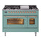 ILVE Nostalgie II 48-Inch Freestanding Propane Gas Dual Fuel Range in Mediterranean Mint with Copper Trim (UP48FNMPMMPLP)