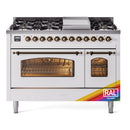 ILVE Nostalgie II 48-Inch Dual Fuel Freestanding Range in Custom RAL with Bronze Trim (UP48FNMPRABLP)