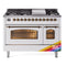 ILVE Nostalgie II 48-Inch Freestanding Natural Gas Dual Fuel Range in Custom RAL with Bronze Trim (UP48FNMPRAB)