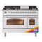 ILVE Nostalgie II 48-Inch Freestanding Natural Gas Dual Fuel Range in Custom RAL with Chrome Trim (UP48FNMPRAC)