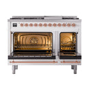ILVE Nostalgie II 48-Inch Dual Fuel Freestanding Range in Custom RAL with Copper Trim (UP48FNMPRAP)