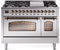 ILVE Nostalgie II 48-Inch Freestanding Natural Gas Dual Fuel Range in Stainless Steel with Bronze Trim (UP48FNMPSSB)
