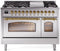 ILVE Nostalgie II 48-Inch Freestanding Natural Gas Dual Fuel Range in Stainless Steel with Brass Trim (UP48FNMPSSG)