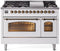 ILVE Nostalgie II 48-Inch Freestanding Natural Gas Dual Fuel Range in White with Bronze Trim (UP48FNMPWHB)