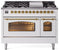 ILVE Nostalgie II 48-Inch Freestanding Natural Gas Dual Fuel Range in White with Brass Trim (UP48FNMPWHG)