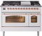 ILVE Nostalgie II 48-Inch Freestanding Natural Gas Dual Fuel Range in White with Copper Trim (UP48FNMPWHP)