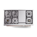 ILVE Nostalgie II Noblesse 48-Inch Freestanding Natural Gas Dual Fuel Range in Matte Graphite with Copper Trim (UN48FNMPMGP)