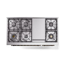 ILVE Nostalgie II Noblesse 48-Inch Freestanding Natural Gas Dual Fuel Range in Stainless Steel with Bronze Trim (UN48FNMPSSB)