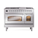 ILVE Nostalgie II Noblesse 48-Inch Dual Fuel Freestanding Range in Stainless Steel with Chrome Trim (UN48FNMPSSCLP)