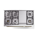 ILVE Nostalgie II Noblesse 48-Inch Freestanding Natural Gas Dual Fuel Range in Stainless Steel with Brass Trim (UN48FNMPSSG)