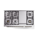 ILVE Nostalgie II Noblesse 48-Inch Freestanding Natural Gas Dual Fuel Range in White with Bronze Trim (UN48FNMPWHB)