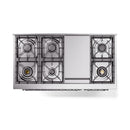 ILVE Nostalgie II Noblesse 48-Inch Freestanding Natural Gas Dual Fuel Range in White with Chrome Trim (UN48FNMPWHC)