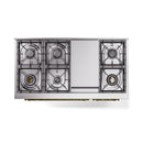 ILVE Nostalgie II Noblesse 48-Inch Freestanding Natural Gas Dual Fuel Range in White with Brass Trim (UN48FNMPWHG)
