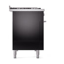 ILVE 48-Inch Professional Plus II Propane Gas Dual Fuel Range with 8 Burners, Griddle, and Solid Door Oven in Glossy Black (UP48FQMPBKLP)