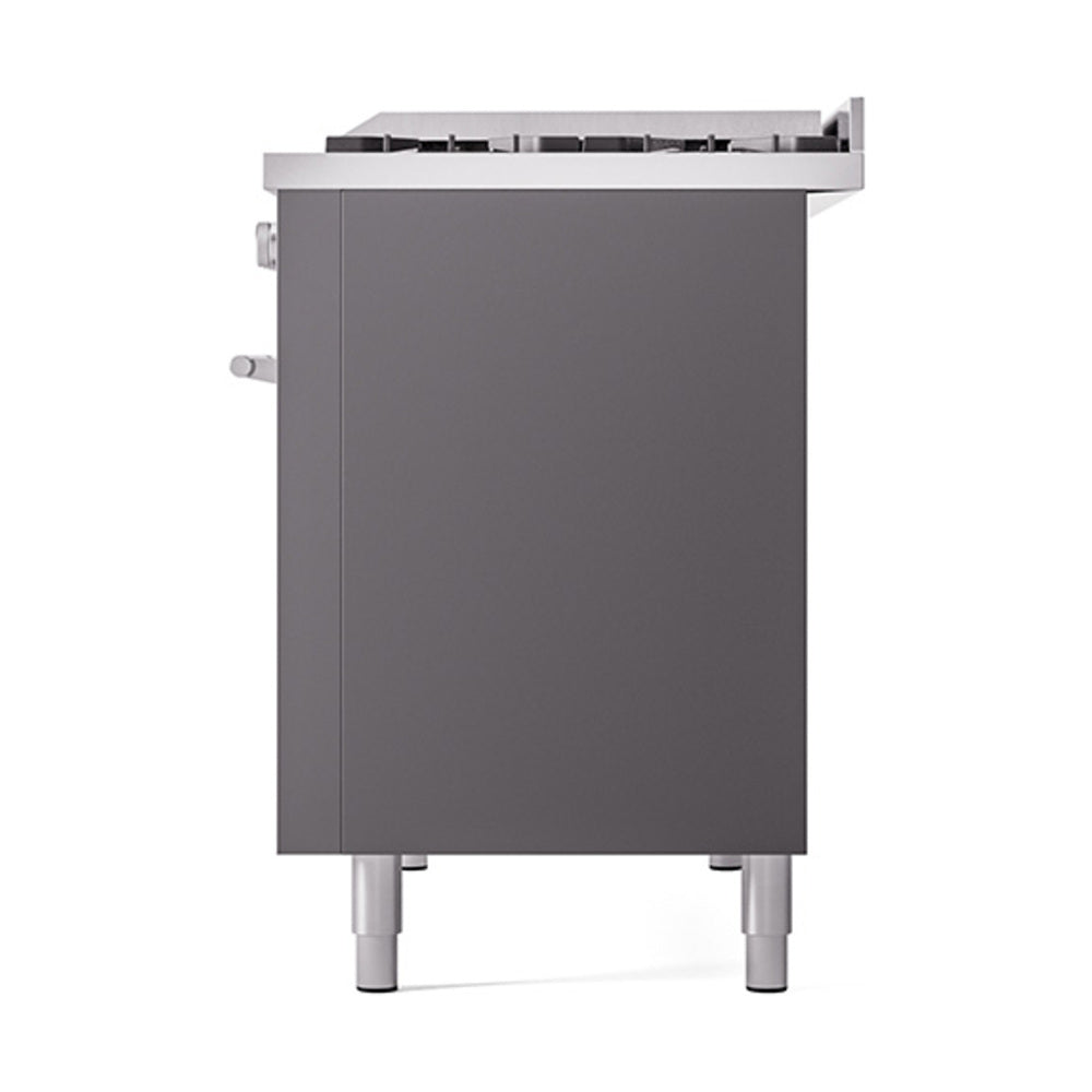 Matte graphite gas range side/back panel with top grates and adjustable legs