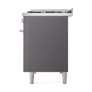 ILVE 48-Inch Professional Plus II Natural Gas Dual Fuel Range with 8 Burners, Griddle, and Solid Door Oven in Matte Graphite (UP48FQMPMG)
