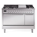 ILVE 48-inch Professional Plus II Propane Gas Dual Fuel Range with 8 Burners, Griddle, and Solid Door Oven in Stainless Steel (UP48FQMPSSLP)