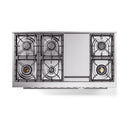 ILVE 48-inch Professional Plus II Propane Gas Dual Fuel Range with 8 Burners, Griddle, and Solid Door Oven in White (UP48FQMPWHLP)