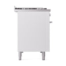 ILVE 48-inch Professional Plus II Propane Gas Dual Fuel Range with 8 Burners, Griddle, and Solid Door Oven in White (UP48FQMPWHLP)