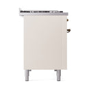 ILVE 48-Inch Nostalgie II Propane Gas Dual Fuel Range with 8 Burners, Griddle, and Solid Door Oven in Antique White with Bronze Trim (UP48FQNMPAWBLP)