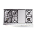 ILVE 48-Inch Nostalgie II Propane Gas Dual Fuel Range with 8 Burners, Griddle, and Solid Door Oven in Antique White with Brass Trim (UP48FQNMPAWGLP)