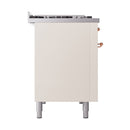 ILVE 48-Inch Nostalgie II Propane Gas Dual Fuel Range with 8 Burners, Griddle, and Solid Door Oven in Antique White with Copper Trim (UP48FQNMPAWPLP)
