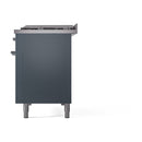 ILVE 48-Inch Nostalgie II Propane Gas Dual Fuel Range with 8 Burners, Griddle, and Solid Door Oven in Blue Grey with Chrome Trim (UP48FQNMPBGCLP)