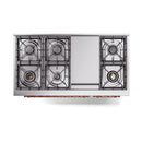 ILVE 48-Inch Nostalgie II Propane Gas Dual Fuel Range with 8 Burners, Griddle, and Solid Door Oven in Blue Grey with Copper Trim (UP48FQNMPBGPLP)