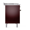 ILVE 48-Inch Nostalgie II Natural Gas Dual Fuel Range with 8 Burners, Griddle, and Solid Door Oven in Burgundy with Bronze Trim (UP48FQNMPBUB)
