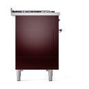 ILVE 48-Inch Nostalgie II Natural Gas Dual Fuel Range with 8 Burners, Griddle, and Solid Door Oven in Burgundy with Chrome Trim (UP48FQNMPBUC)