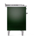 ILVE 48-Inch Nostalgie II Dual Fuel Range with 8 Burners, Griddle, and Solid Door Oven in Emerald Green with Chrome Trim (UP48FQNMPEGC)