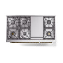 ILVE 48-Inch Nostalgie II Dual Fuel Range with 8 Burners, Griddle, and Solid Door Oven in Emerald Green with Brass Trim (UP48FQNMPEGG)