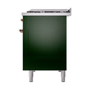 ILVE 48-Inch Nostalgie II Propane Gas Dual Fuel Range with 8 Burners, Griddle, and Solid Door Oven in Emerald Green with Copper Trim (UP48FQNMPEGPLP)