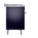 ILVE 48-Inch Nostalgie II Propane Gas Dual Fuel Range with 8 Burners, Griddle, and Solid Door Oven in Midnight Blue with Chrome Trim (UP48FQNMPMBCLP)