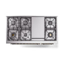 ILVE 48-Inch Nostalgie II Propane Gas Dual Fuel Range with 8 Burners, Griddle, and Solid Door Oven in Matte Graphite with Bronze Trim (UP48FQNMPMGBLP)