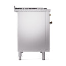 ILVE 48-Inch Nostalgie II Natural Gas Dual Fuel Range with 8 Burners, Griddle, and Solid Door Oven in Stainless Steel with Bronze Trim (UP48FQNMPSSB)