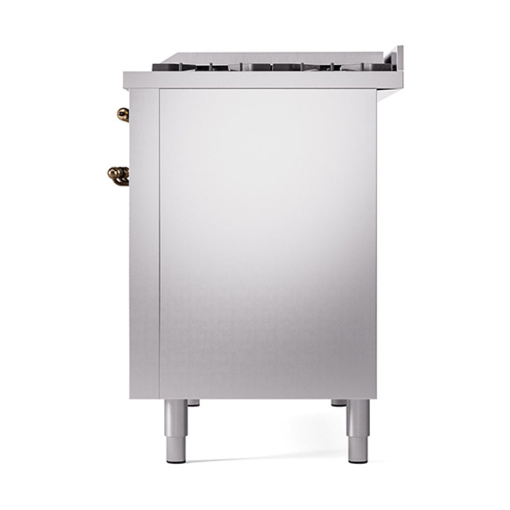 Stainless steel range rear panel with side gas outlets and leveling legs