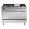ILVE 48-Inch Nostalgie II Propane Gas Dual Fuel Range with 8 Burners, Griddle, and Solid Door Oven in Stainless Steel with Chrome Trim (UP48FQNMPSSCLP)