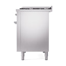 ILVE 48-Inch Nostalgie II Natural Gas Dual Fuel Range with 8 Burners, Griddle, and Solid Door Oven in Stainless Steel with Chrome Trim (UP48FQNMPSSC)