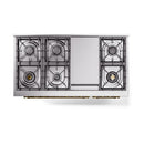 ILVE 48-Inch Nostalgie II Natural Gas Dual Fuel Range with 8 Burners, Griddle, and Solid Door Oven in Stainless Steel with Brass Trim (UP48FQNMPSSG)