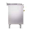 ILVE 48-Inch Nostalgie II Natural Gas Dual Fuel Range with 8 Burners, Griddle, and Solid Door Oven in Stainless Steel with Brass Trim (UP48FQNMPSSG)
