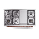 ILVE 48-Inch Nostalgie II Natural Gas Dual Fuel Range with 8 Burners, Griddle, and Solid Door Oven in Stainless Steel with Copper Trim (UP48FQNMPSSP)