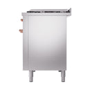 ILVE 48-Inch Nostalgie II Propane Gas Dual Fuel Range with 8 Burners, Griddle, and Solid Door Oven in Stainless Steel with Copper Trim (UP48FQNMPSSPLP)
