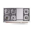ILVE 48-Inch Nostalgie II Natural Gas Dual Fuel Range with 8 Burners, Griddle, and Solid Door Oven in White with Copper Trim (UP48FQNMPWHP)