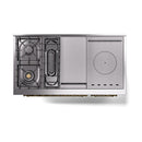 ILVE Nostalgie II 48-Inch Propane Gas Dual Fuel Range with 5 Burners, Griddle, & French Top with Triple Glass Door Oven in Burgundy with Brass Trim (UP48FSNMPBUGLP)
