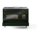 ILVE Nostalgie II 48-Inch Propane Gas Dual Fuel Range with 5 Burners, Griddle, & French Top with Triple Glass Door Oven in Emerald Green with Bronze Trim (UP48FSNMPEGBLP)