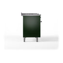 ILVE Nostalgie II 48-Inch Natural Gas Dual Fuel Range with 5 Burners, Griddle, & French Top with Triple Glass Door Oven in Emerald Green with Chrome Trim (UP48FSNMPEGC)